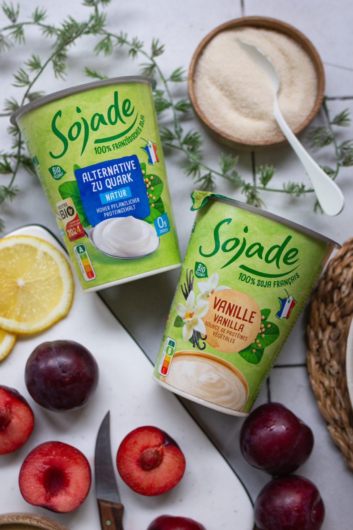 Vegane Alternative zu Quark von Sojade und Vanillejoghurt - Packshot