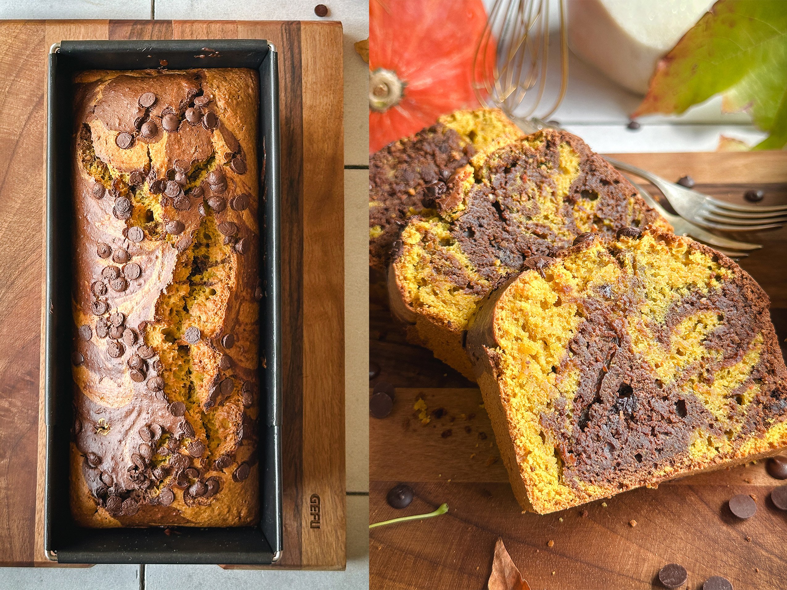 Kürbis-Schokokuchen vegan gebacken - einfaches Rezept